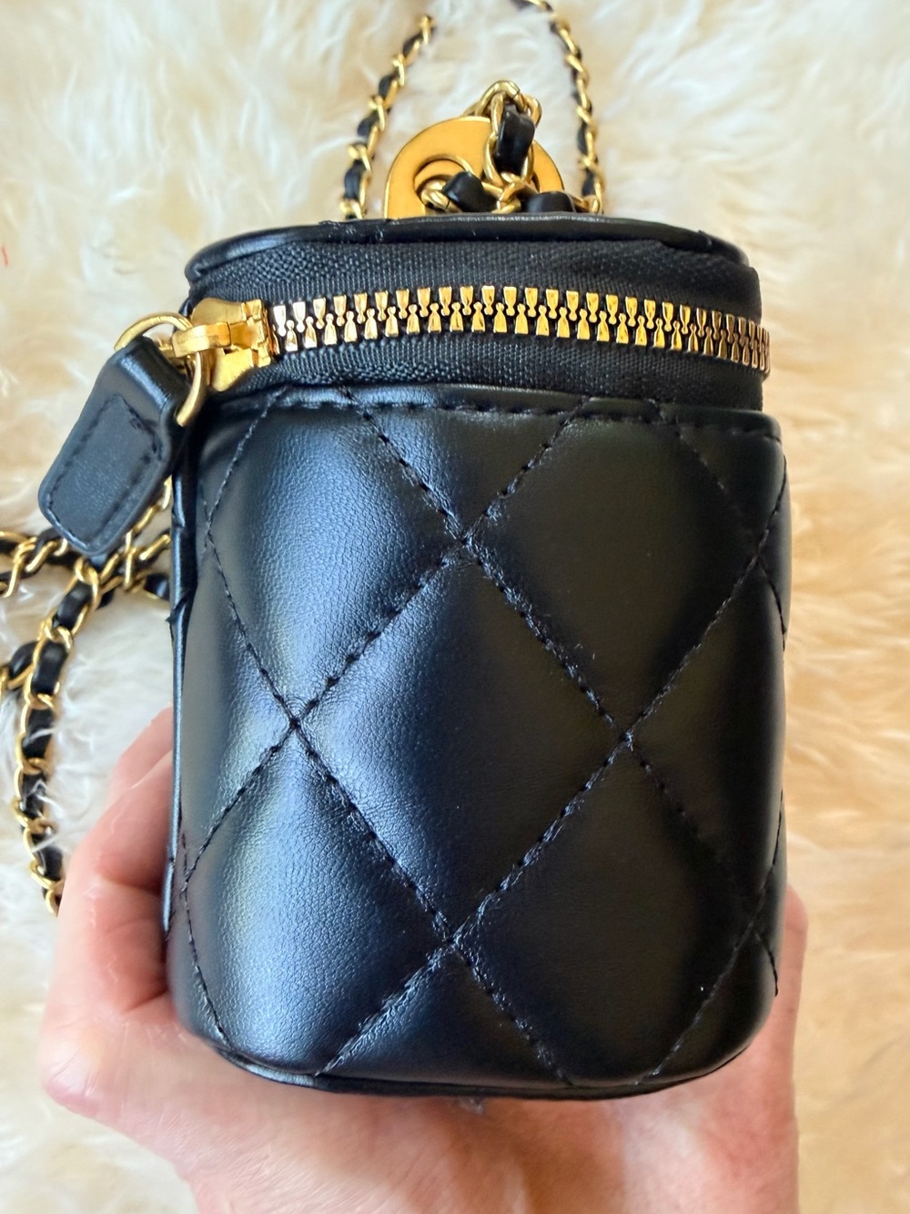 Fashion Chanel Mini Black PU Leather Ball Box Bag. NEW in Chanel (Damaged) Box - Picture 7 of 15